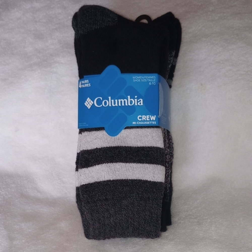 Women's Columbia Casual Polyester & Cotton Black Crew Socks - 4 Pack